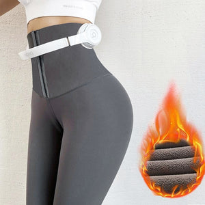 Solid High Wait Warm Leggings Women Breasted Sports Gym Girl Leggins Mujer Jogging Workout Casual Push Up Legging Fitness