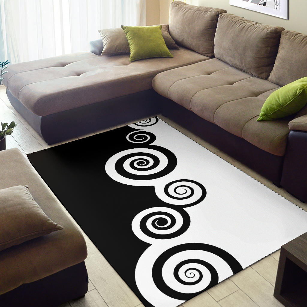 black & white spiral rug