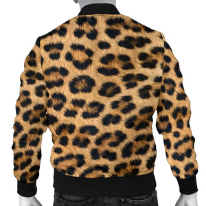 Leopard Fur Print Mens Bomber Jacket
