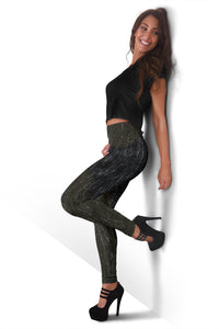 Distressed Camo Leggings With Grunge Camouflage
