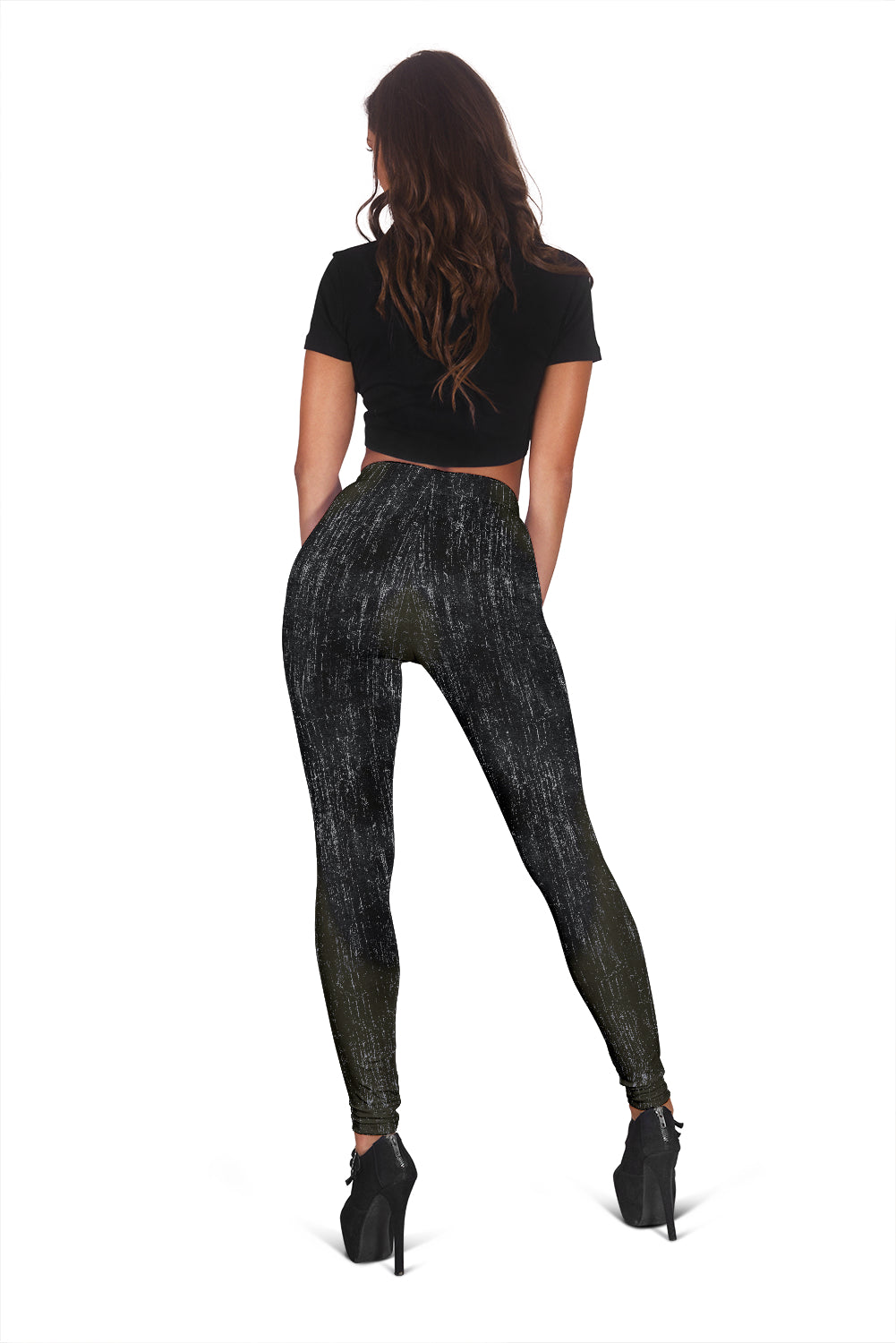 Distressed Camo Leggings With Grunge Camouflage