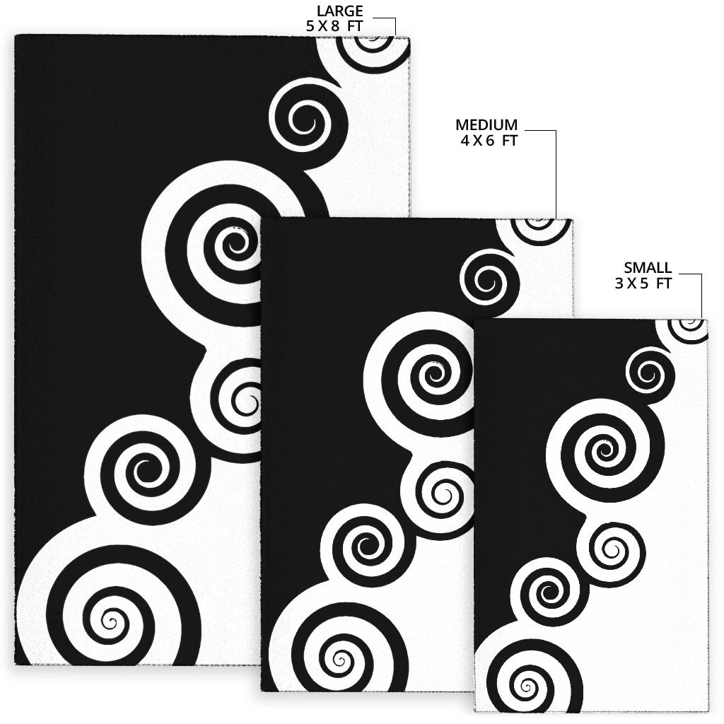 black & white spiral rug